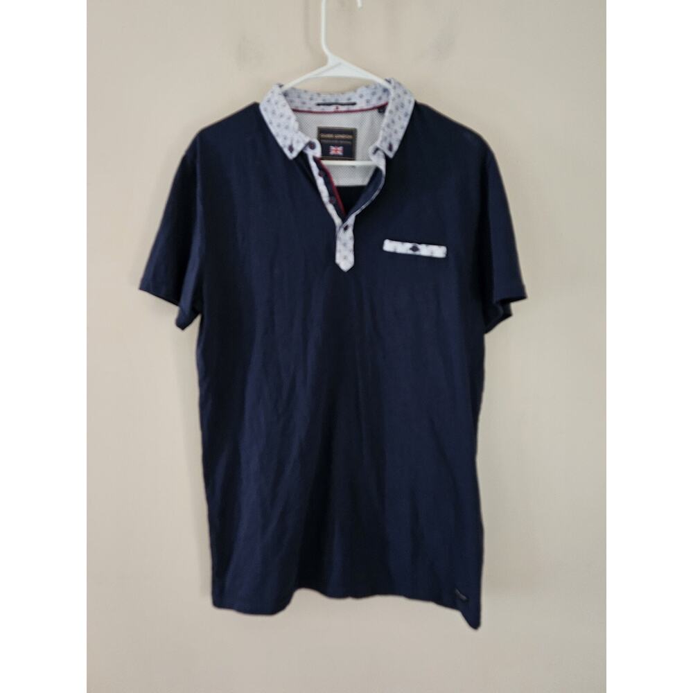 Guide London Men's Small Polo Shirt Navy Blue Collar